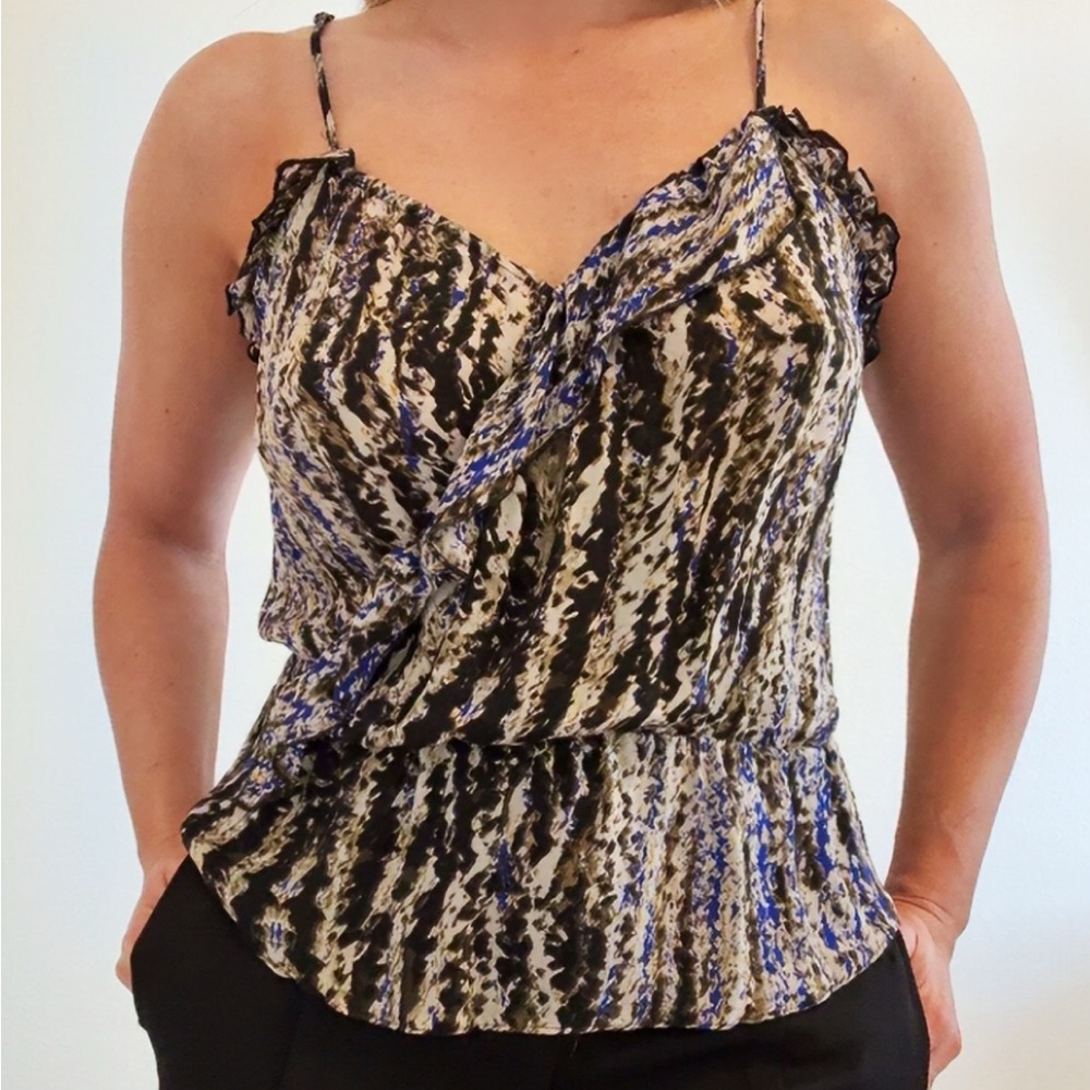 Parker Silk multicolor ruffle tank